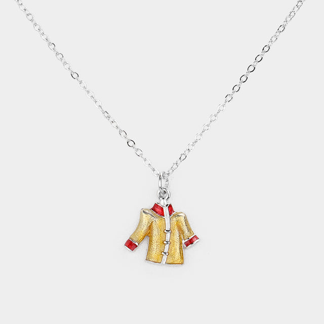 Madeline Love Orange Enamel Cloth Pendant Necklace - Necklaces
