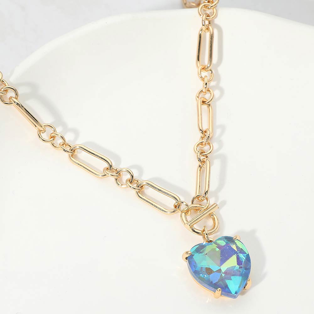 Chunky Heart Stone Cluster Toggle Pendant Necklace – Madeline Love