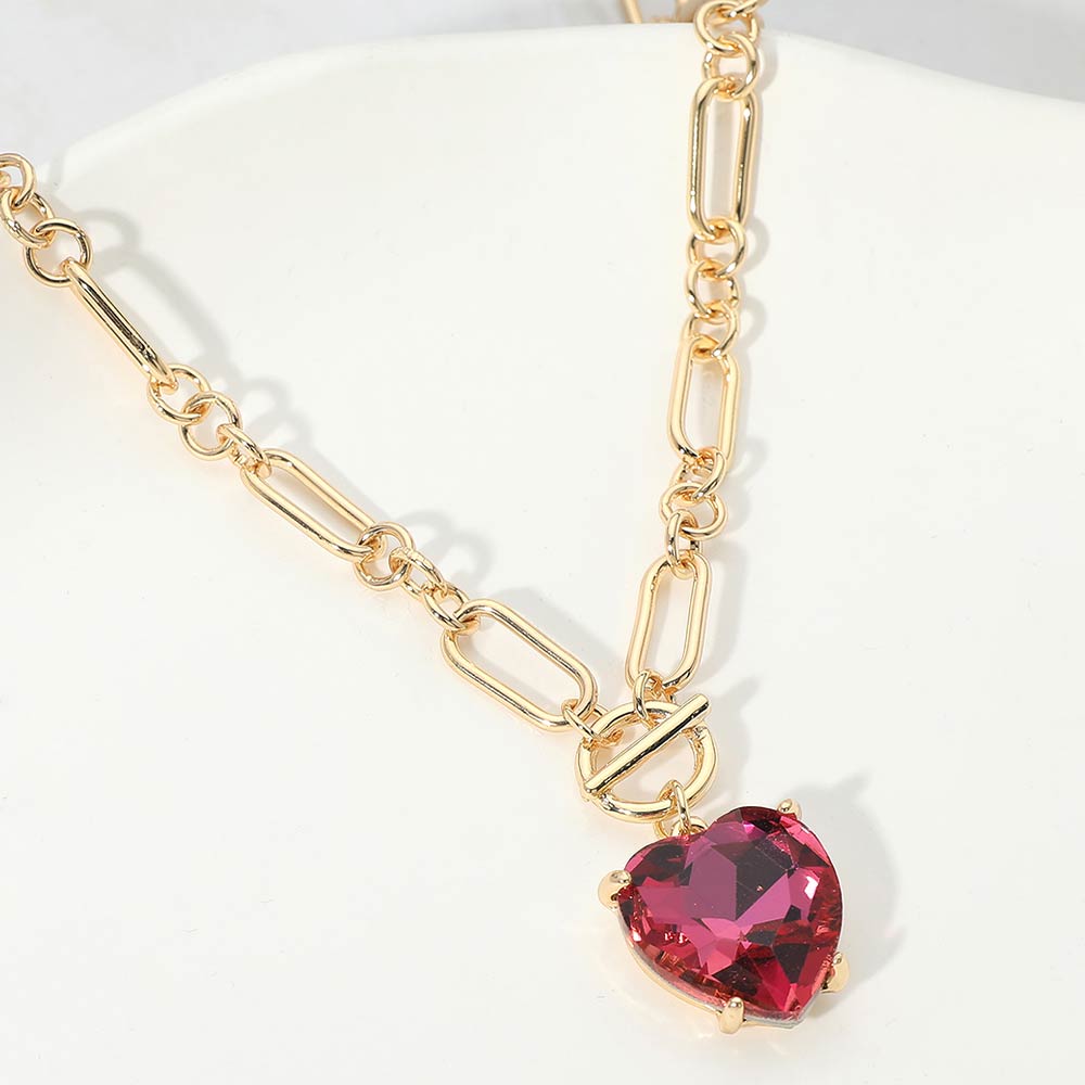 Chunky Heart Stone Cluster Toggle Pendant Necklace – Madeline Love