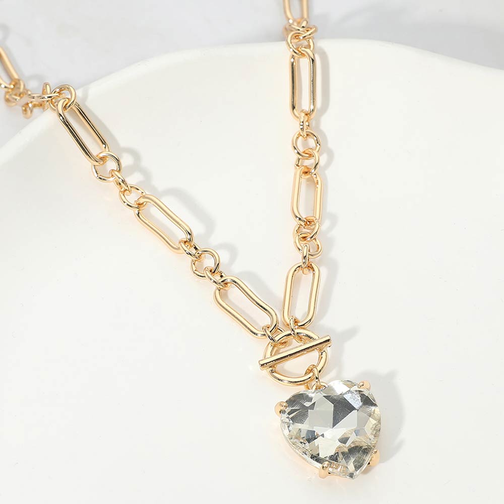 Chunky Heart Stone Cluster Toggle Pendant Necklace – Madeline Love