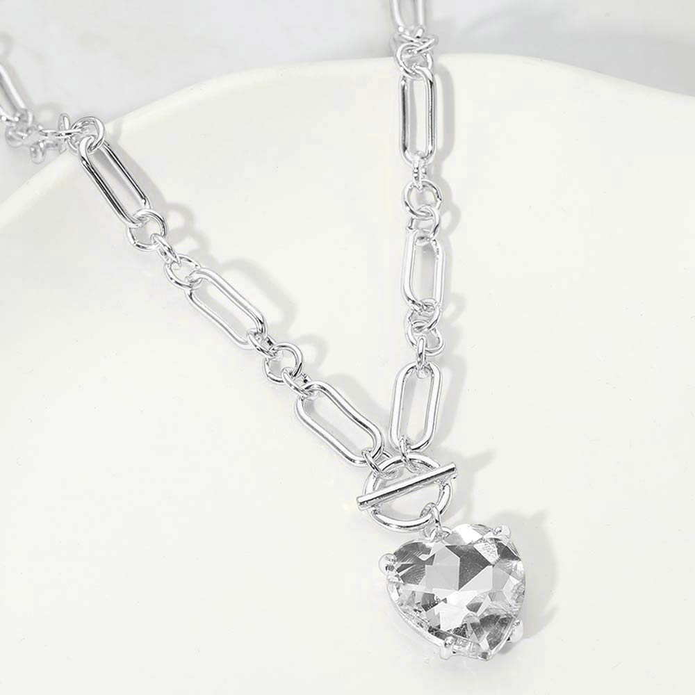 Chunky Heart Stone Cluster Toggle Pendant Necklace – Madeline Love