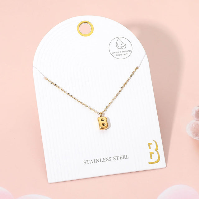 Madeline Love Gold, ~B~ -B- Stainless Steel Monogram Pendant Necklace - Jewelry