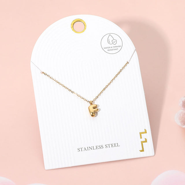 Madeline Love Gold, ~F~ -F- Stainless Steel Monogram Pendant Necklace - Jewelry
