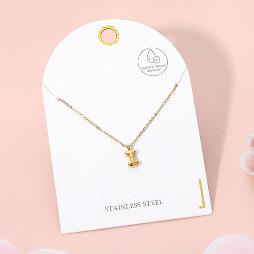-I- Stainless Steel Monogram Pendant Necklace - Gold, ~I~