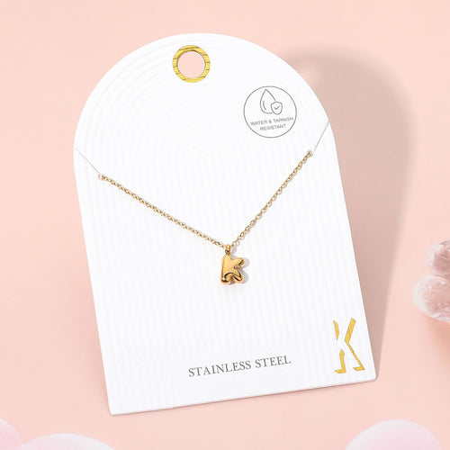-K- Stainless Steel Monogram Pendant Necklace - Gold, ~K~