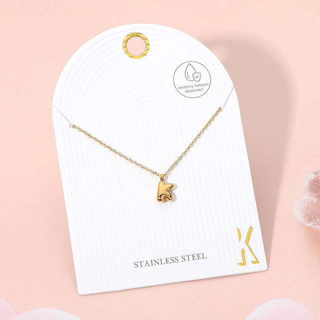 Madeline Love Gold, ~K~ -K- Stainless Steel Monogram Pendant Necklace - Jewelry
