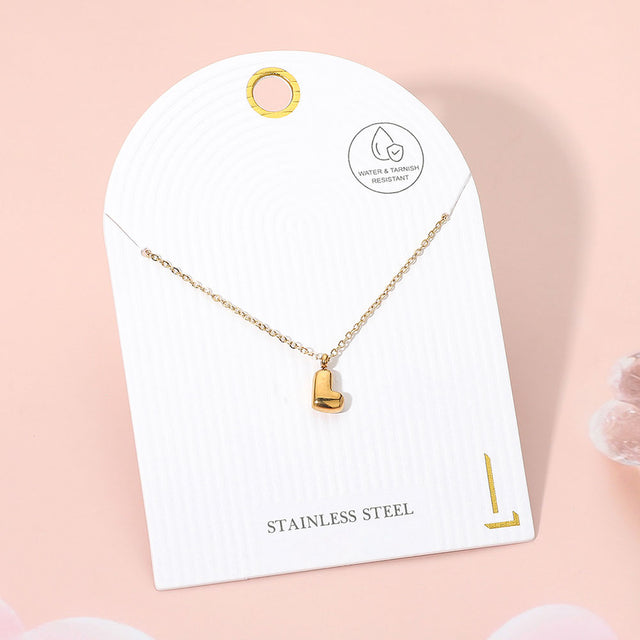 Madeline Love Gold, ~L~ -L- Stainless Steel Monogram Pendant Necklace - Jewelry