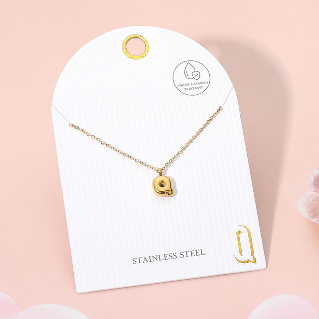 Madeline Love Gold, ~Q~ -Q- Stainless Steel Monogram Pendant Necklace - Jewelry