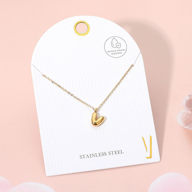 Madeline Love Gold, ~V~ -V- Stainless Steel Monogram Pendant Necklace - Jewelry