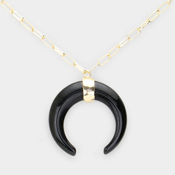 Madeline Love Black Double Horn Pendant Necklace - Necklaces