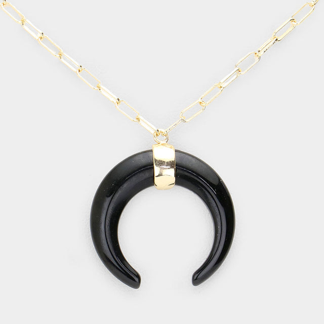 Madeline Love Black Double Horn Pendant Necklace - Necklaces
