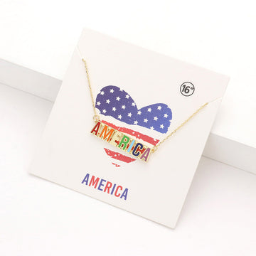 Madeline Love Multi America Message Rainbow Enamel Pendant Necklace - Necklaces