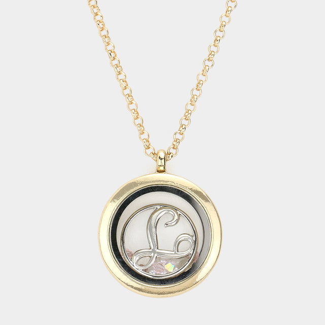 Madeline Love Gold 'T' Initial Monogram Floating Locket Pendant Necklace - Jewelry