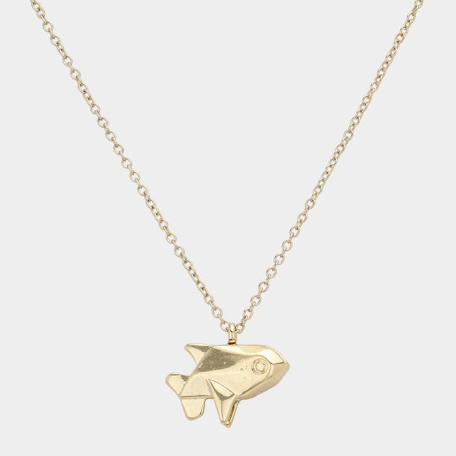 Madeline Love Gold Origami fish pendant necklace - Jewelry