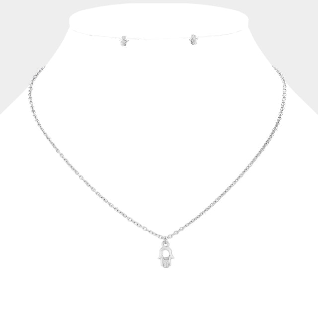 Madeline Love Rhodium Hamsa hand pendant necklace - Necklaces