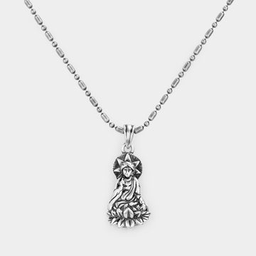 Madeline Love Rhodium Metal Buddha Pendant Necklace - Necklaces