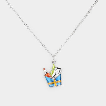 Madeline Love Rhodium Enamel Wine Basket Pendant Necklace - Necklaces