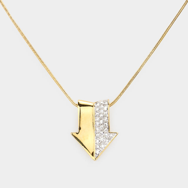 Madeline Love Gold Half pave arrow pendant necklace - Necklaces