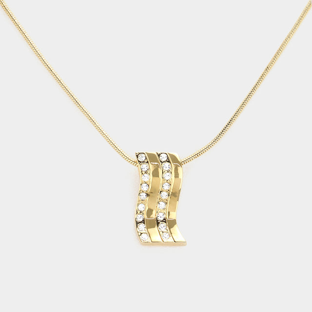 Madeline Love Gold Rhinestone curve pendant necklace - Necklaces