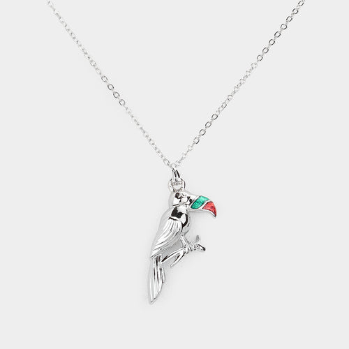 Toucan Pendant Necklace - Rhodium