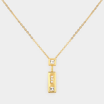 Madeline Love Gold Rhinestone Rectangular Pendant Necklace - Necklaces