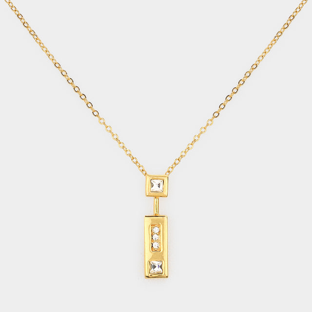 Madeline Love Gold Rhinestone Rectangular Pendant Necklace - Necklaces