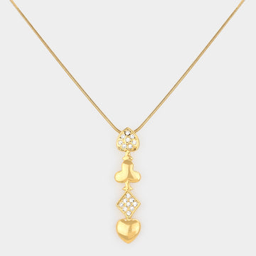 Madeline Love Gold Rhinestone Card Suits Pendant Necklace - Necklaces