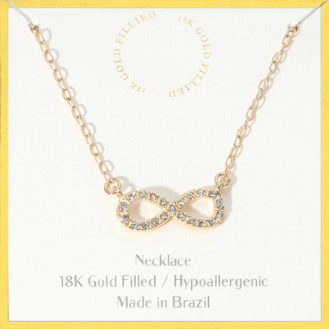 Madeline Love Gold 18K Gold Filled Hypoallergenic Stone Paved Infinity Pendant Necklace - Necklaces