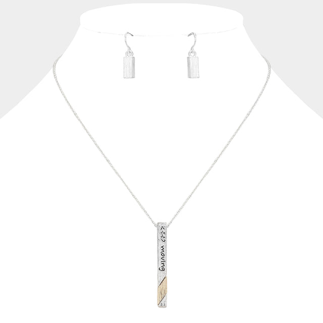 Madeline Love Rose Gold "Keep Moving" Metal Bar Pendant Necklace - Necklaces