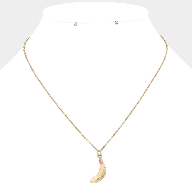 Madeline Love Rose Gold , Worn Gold Two Tone Metal Banana Pendant Necklace - Necklaces