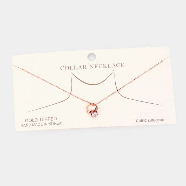 Madeline Love Clear, Rose Gold Gold Dipped CZ Engagement Ring Pendant Necklace - Necklaces