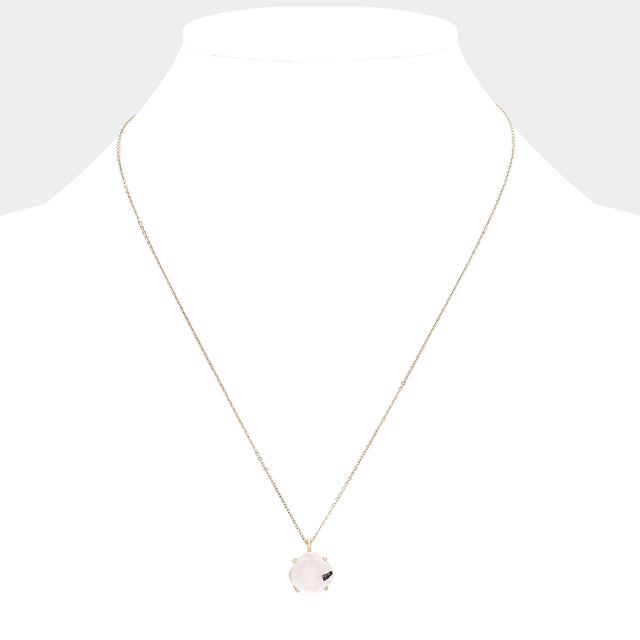Madeline Love Clear, Worn Gold Natural Stone Pendant Necklace - Necklaces