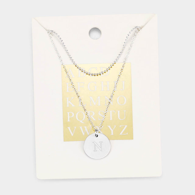 Madeline Love Silver -N- Initial Monogram Round Metal Pendant Necklace - Necklaces