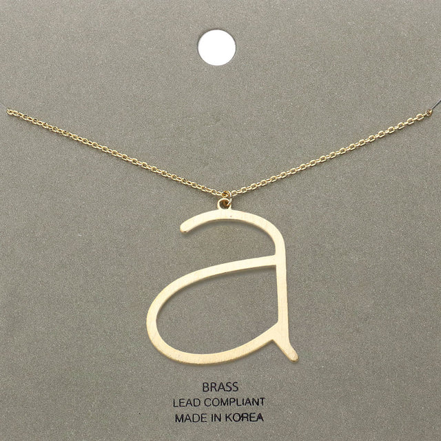 Madeline Love Gold, ~A~ -a- Brass Initial Monogram Metal Pendant Necklace - Necklaces