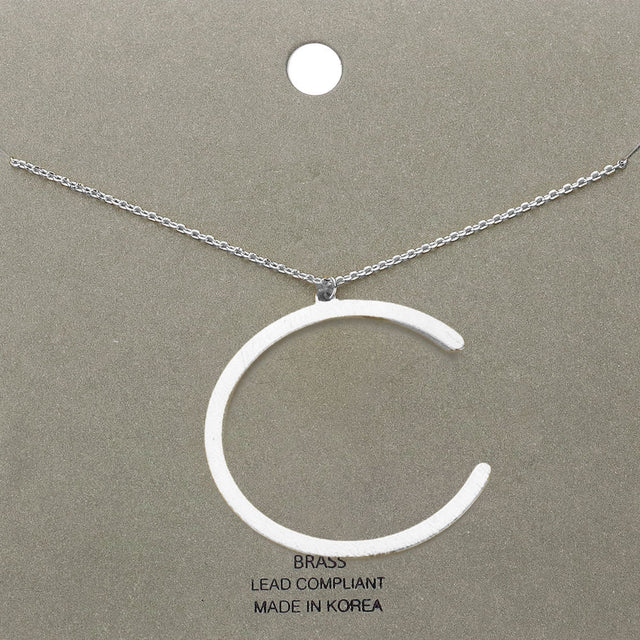 Madeline Love Rhodium, ~C~ -c- Brass Initial Monogram Metal Pendant Necklace - Necklaces