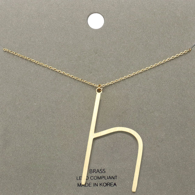Madeline Love Gold, ~H~ -h- Brass Initial Monogram Metal Pendant Necklace - Necklaces