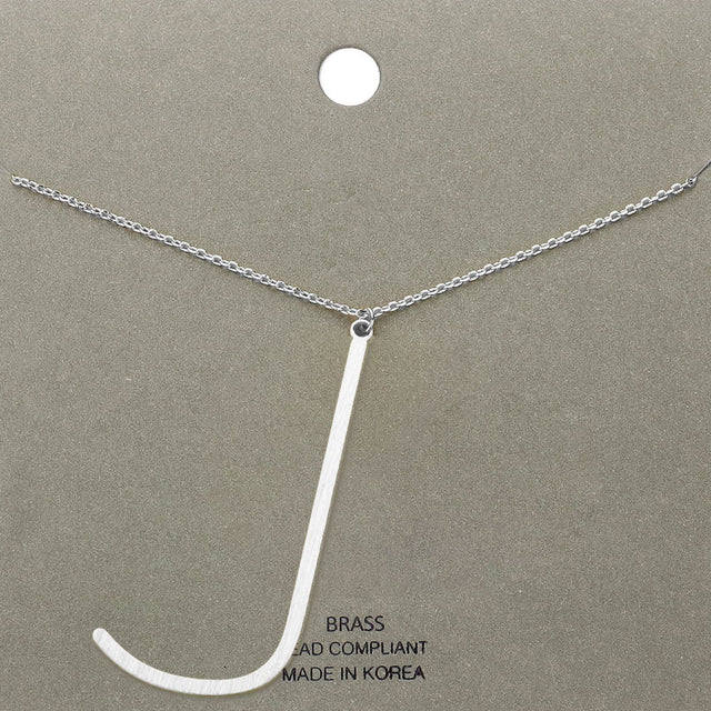 Madeline Love Rhodium, ~J~ -j- Brass Initial Monogram Metal Pendant Necklace - Necklaces