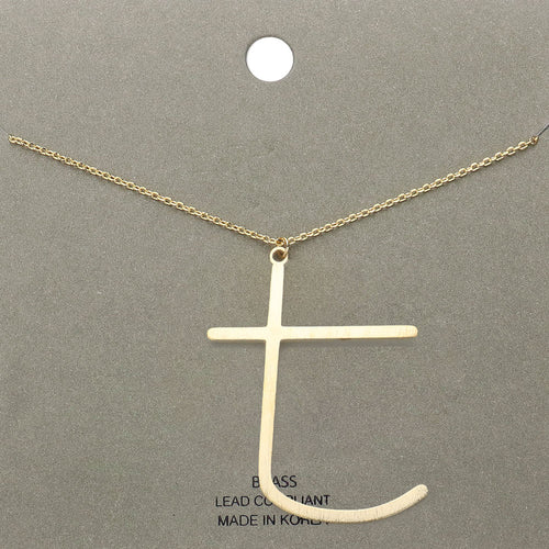 -t- Brass Initial Monogram Metal Pendant Necklace - Gold, ~T~