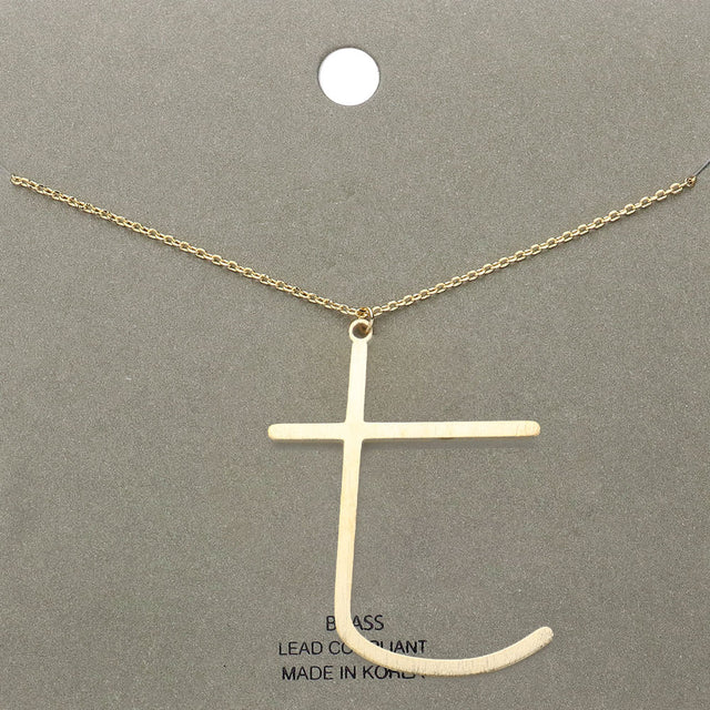 Madeline Love Gold, ~T~ -t- Brass Initial Monogram Metal Pendant Necklace - Necklaces