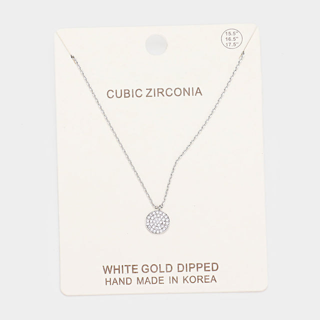 Madeline Love Clear, Rhodium White Gold Dipped CZ Pave Pendant Necklace - Jewelry