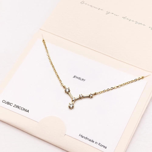 Cancer CZ Embellished Zodiac Sign Pendant Necklace - Gold