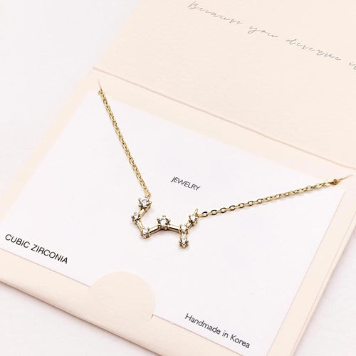 Scorpio CZ Embellished Zodiac Sign Pendant Necklace - Gold