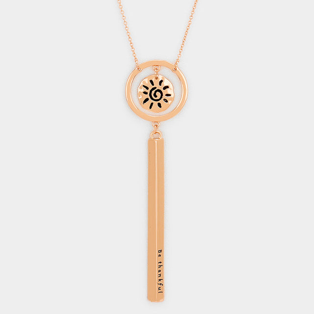 Madeline Love Rose Gold Be thankful _ Patterned Sun Necklace - Jewelry