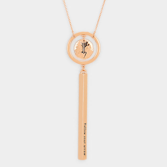 Madeline Love Rose Gold Follow your arrow _ Patterned Arrow Necklace - Jewelry