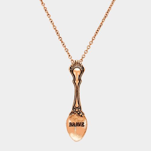 BRAVE _ Classic Pattern Spoon Pendant Necklace - Copper Burnished