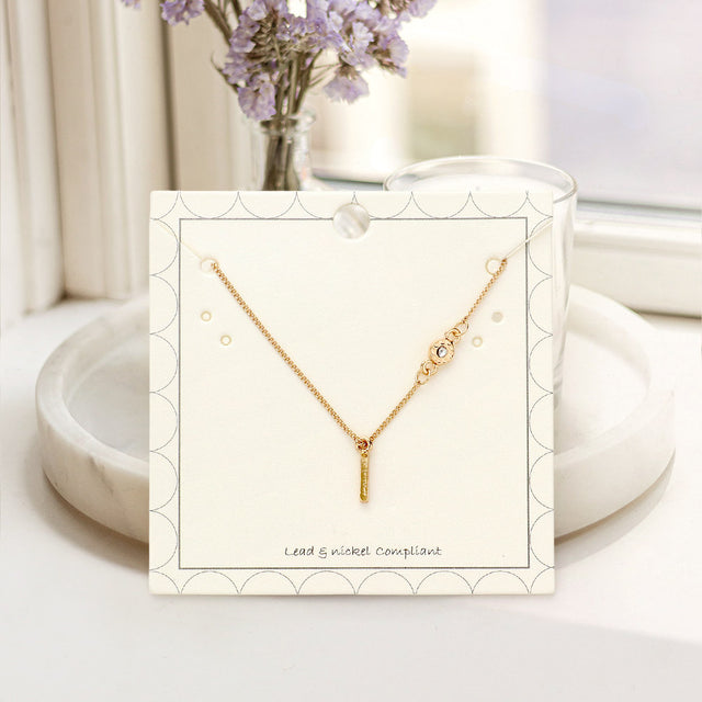 Madeline Love Gold L - Small Letter Initial Monogram Pendant Necklace with Crystal - Jewelry