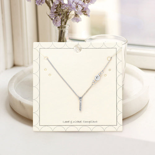 L - Small Letter Initial Monogram Pendant Necklace with Crystal - Default