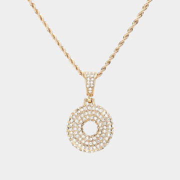 Madeline Love ~O~, Gold -O- Rhinestone Initial Monogram Pendant Brass Chain Necklace - Necklaces