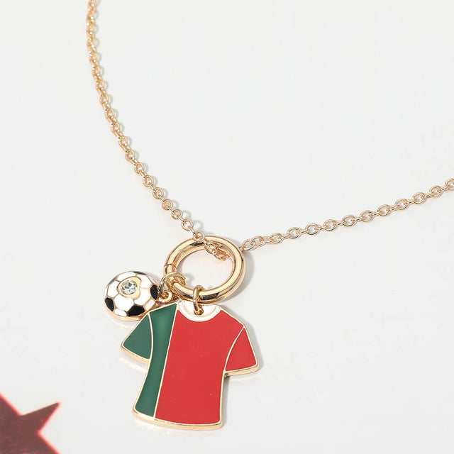 Madeline Love Green, Red Portugal Soccer Ball Jersey Charm Toggle Pendant Necklace - Sports & Events