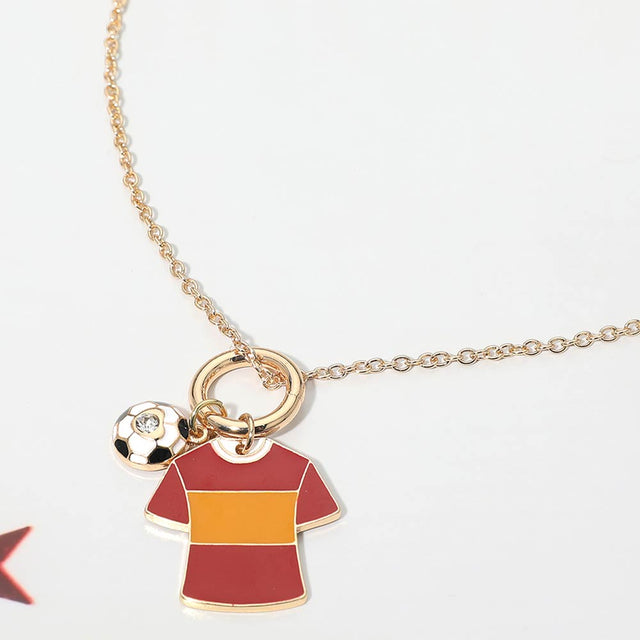 Madeline Love Orange, Red Spain Soccer Ball Jersey Charm Toggle Pendant Necklace - Sports & Events